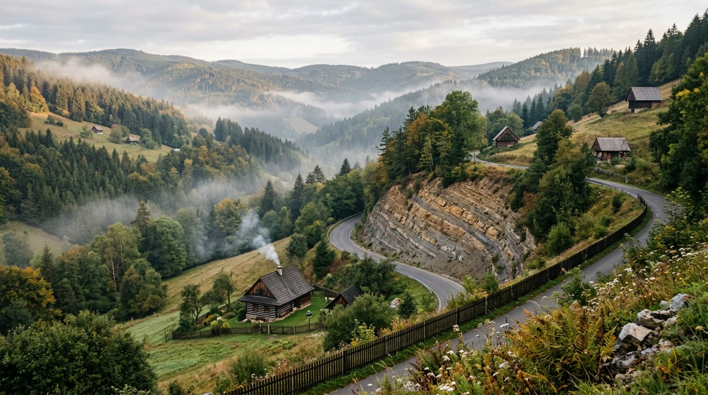 Valašské kopce Beskyd s flyšovým výchozem